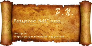 Petyerec Nónusz névjegykártya
